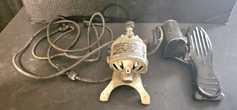 Antique Hamilton Beach Motor for Sewing Machine w/Pedal and Cord 1917, Untested